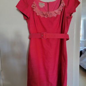 Pink weave party dress, scoop neck